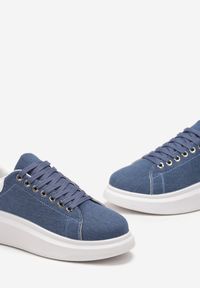 Born2be - Jeansowe Sneakersy na Platformie Lepav. Okazja: na co dzień. Kolor: niebieski. Materiał: jeans. Obcas: na platformie #5