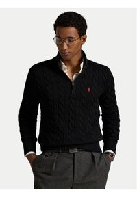 Polo Ralph Lauren Sweter 710810841006 Czarny Regular Fit. Typ kołnierza: polo. Kolor: czarny. Materiał: bawełna #1