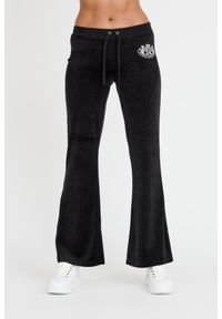 Juicy Couture - JUICY COUTURE Czarne spodnie Heritage Dog Crest Kaisa Trackpant. Kolor: czarny. Materiał: dresówka
