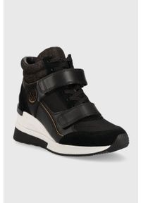 MICHAEL Michael Kors sneakersy Gentry kolor czarny 43F3GYFE3D. Nosek buta: okrągły. Zapięcie: rzepy. Kolor: czarny. Szerokość cholewki: normalna. Obcas: na koturnie #5