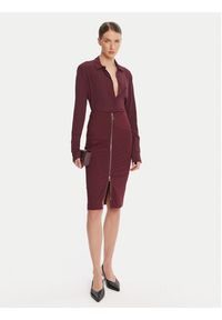 Patrizia Pepe Koszula 8C0761 A8I1 Bordowy Regular Fit. Kolor: czerwony. Materiał: wiskoza #5