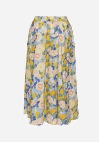 Born2be - Niebieska Rozkloszowana Spódnica z Bawełny w Kwiaty Solzekia. Okazja: na co dzień. Kolor: niebieski. Materiał: bawełna. Wzór: kwiaty. Styl: casual, elegancki #6