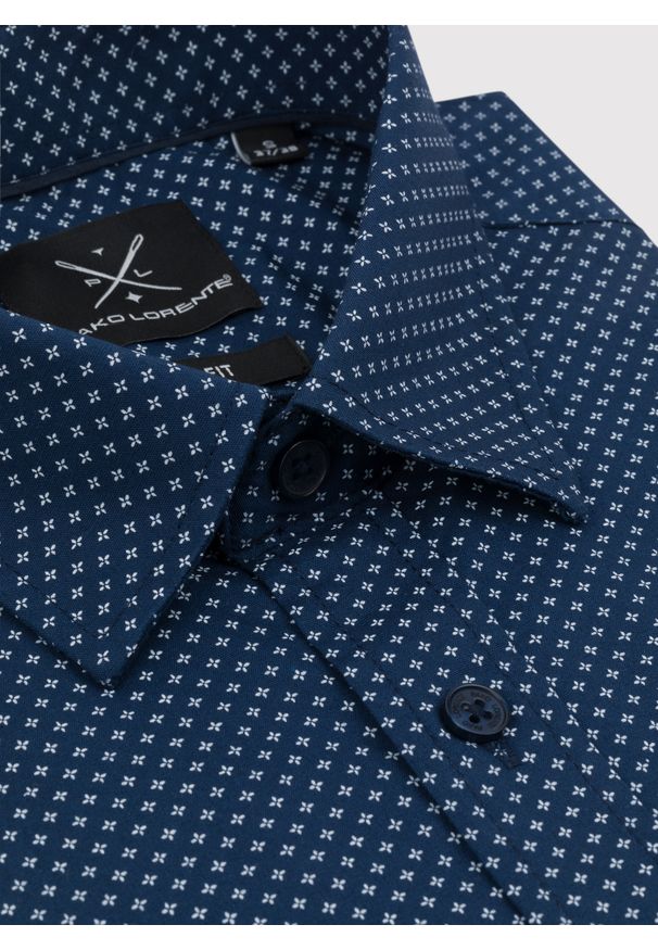 PAKO LORENTE – Granatowa koszula w drobny wzór P24SF-1X-027-G-S - Pako Lorente. Okazja: na co dzień. Kolor: niebieski. Materiał: jeans, elastan. Styl: casual
