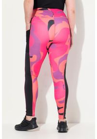ULLA POPKEN - Damskie Legginsy sportowe szybkoschnące wysoki stan z recyklingu. Stan: podwyższony. Kolekcja: plus size. Kolor: różowy. Materiał: elastan, poliester, materiał