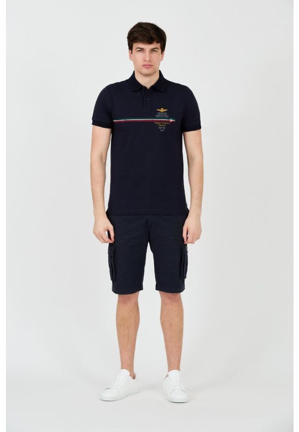 Aeronautica Militare - AERONAUTICA MILITARE Granatowe polo Frecce Tricolori Embroidered. Typ kołnierza: polo. Kolor: niebieski