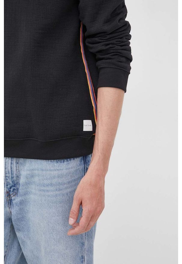 Paul Smith bluza z domieszką wełny męska kolor czarny gładka. Kolor: czarny. Materiał: wełna. Długość rękawa: raglanowy rękaw. Wzór: gładki