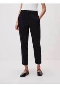 Reserved - Spodnie w kant z bawełną - czarny. Kolor: czarny. Materiał: bawełna