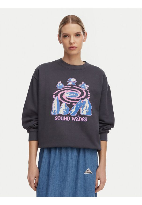 Quiksilver Bluza EQWFT03188 Szary Oversize. Kolor: szary. Materiał: bawełna