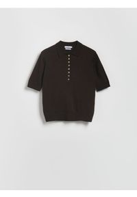 Reserved - Sweter z wełną - brązowy. Kolor: brązowy. Materiał: wełna