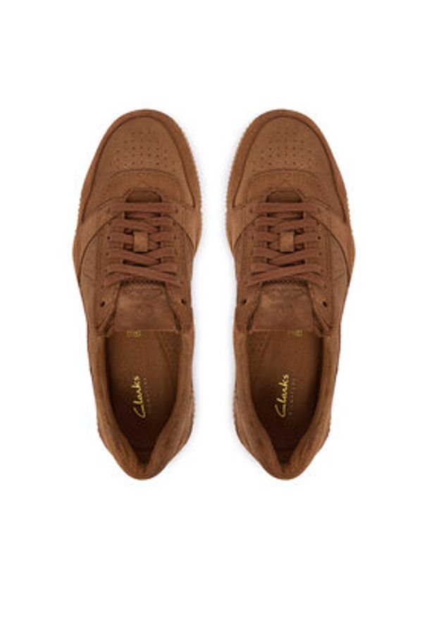 Clarks Sneakersy Sharpham Lace 26327297 Brązowy. Kolor: brązowy. Materiał: skóra, zamsz