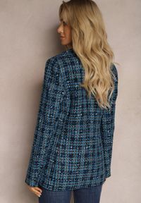 Renee - Niebieska Tweedowa Marynarka Dwurzędowa Zapinana na Biżuteryjne Guziki Nallet. Kolor: niebieski. Materiał: materiał. Styl: retro, elegancki #4