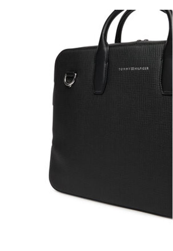 TOMMY HILFIGER - Tommy Hilfiger Torba na laptopa Th Business Leather Computer Bag AM0AM13642 Czarny. Kolor: czarny. Materiał: skóra
