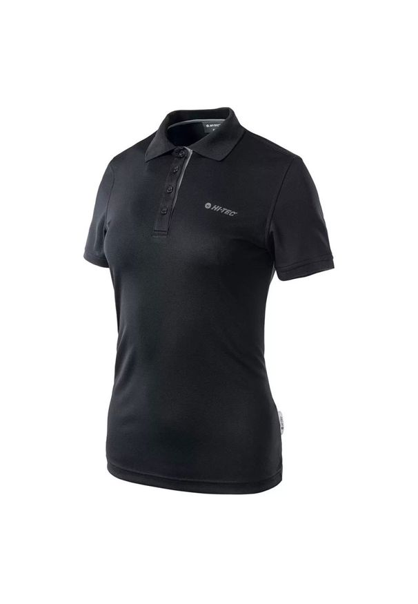 Hi-tec - Koszulka polo damska Hi-Tec Lady Site - czarna, Rozmiar M. Typ kołnierza: polo. Kolor: czarny. Materiał: poliester, materiał