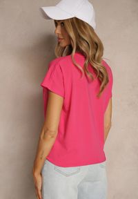 Renee - Różowy Bawełniany T-shirt Wiązany u Dołu Sunalina. Okazja: na co dzień. Kolor: różowy. Materiał: bawełna. Styl: casual