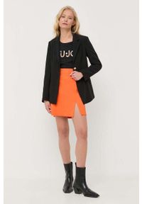 Liu Jo longsleeve damski kolor czarny. Kolor: czarny. Materiał: dzianina, prążkowany. Długość rękawa: długi rękaw. Długość: długie #5