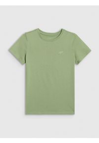4f - 4F T-shirt regular gładki chłopięcy - turkusowy 146 (10-11 lat). Okazja: na co dzień. Kolor: turkusowy. Materiał: jersey, materiał, bawełna. Długość rękawa: krótki rękaw. Długość: krótkie. Wzór: gładki. Sezon: lato. Styl: klasyczny, młodzieżowy, sportowy, casual