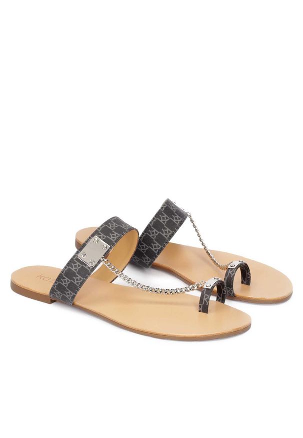 Klapki Kazar Patricia 80340-SM-50 Szary,Czarny. Kolor: szary