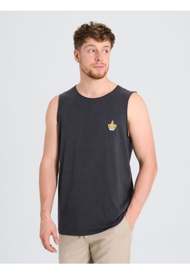 Sinsay - Tank top z nadrukiem na plecach Hot Wheels - szary. Kolor: szary. Wzór: nadruk