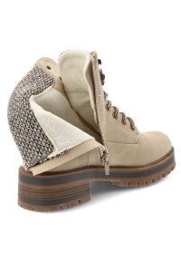 Beżowe Botki Vinceza Modne Buty Damskie. Okazja: na spacer, na co dzień. Zapięcie: sznurówki. Kolor: beżowy. Materiał: dzianina, materiał. Sezon: zima, jesień. Styl: casual, elegancki #5
