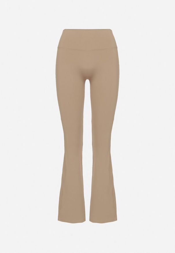 Born2be - Beżowe Legginsy Typu Dzwony z Wysokim Stanem Orralise. Stan: podwyższony. Kolor: beżowy. Materiał: tkanina. Styl: klasyczny