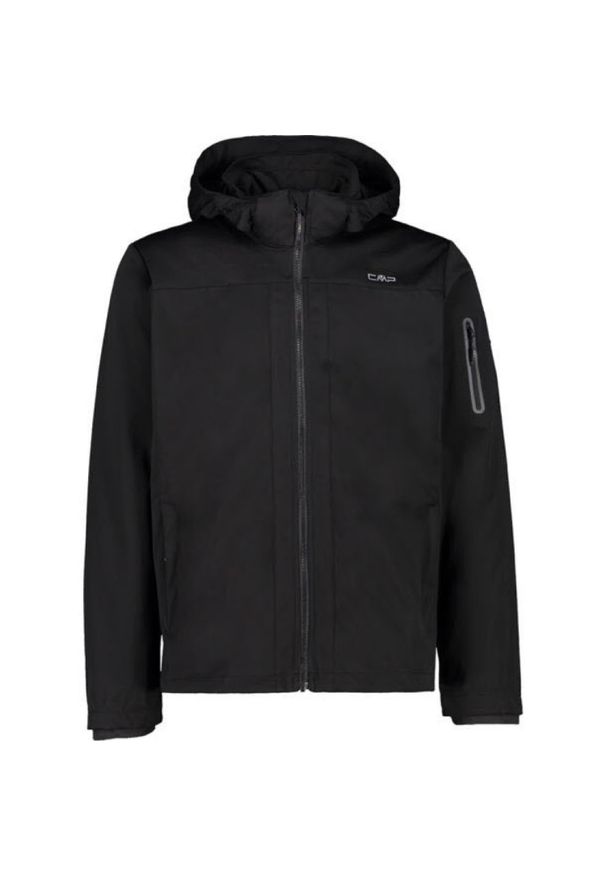 Kurtka męska turystyczna CMP 39A5027. Typ kołnierza: kaptur. Kolor: czarny. Materiał: softshell. Sport: turystyka piesza