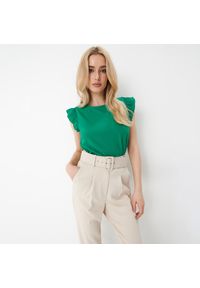 Mohito - Zielona bluzka z ozdobnymi rękawami - Zielony. Kolor: zielony #1