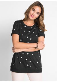 bonprix - Lekki shirt bawełniany, krótki rękaw. Kolor: czarny. Materiał: bawełna. Długość rękawa: krótki rękaw. Długość: krótkie