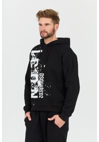 DSQUARED2 Czarna bluza z kapturem Icon Splash Cool Fit Hoodie. Typ kołnierza: kaptur. Kolor: czarny