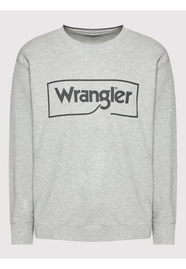Wrangler - WRANGLER FRAME LOGO CREW MĘSKA BLUZA NADRUK MID GREY W662HAX37 112320241. Okazja: na co dzień. Materiał: bawełna, jeans, skóra. Długość rękawa: długi rękaw. Długość: długie. Wzór: nadruk. Sezon: lato. Styl: casual, klasyczny