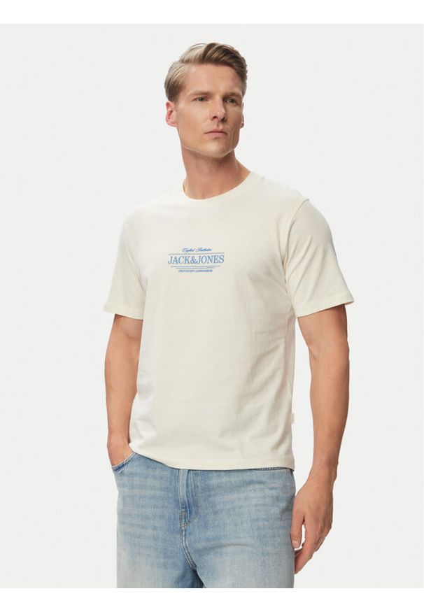Jack & Jones T-Shirt Cassis 12295049 Kremowy Regular Fit. Kolor: kremowy. Materiał: bawełna