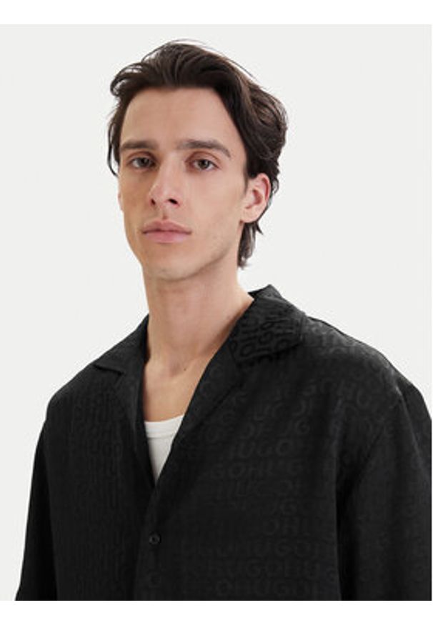 Hugo - HUGO Koszula Espino 50560614 Czarny Oversize. Kolor: czarny. Materiał: syntetyk
