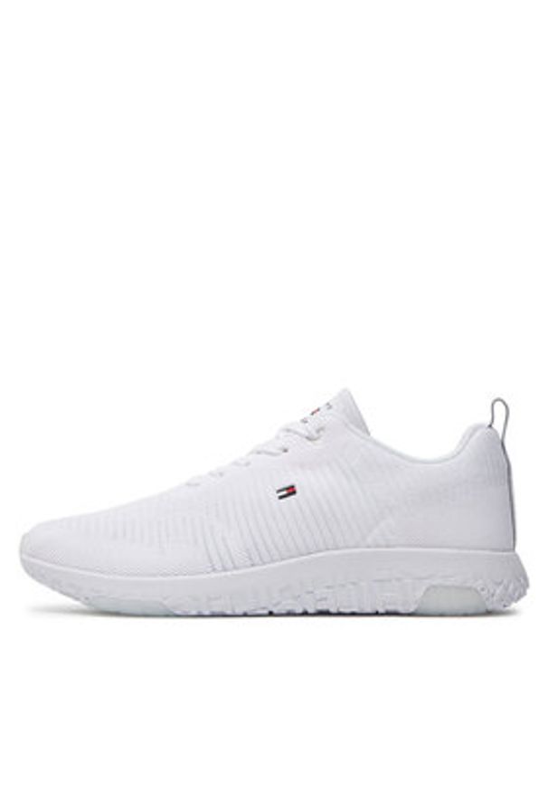 TOMMY HILFIGER - Tommy Hilfiger Sneakersy Corporate Knit Rib Runner FM0FM02838 Biały. Kolor: biały. Materiał: materiał
