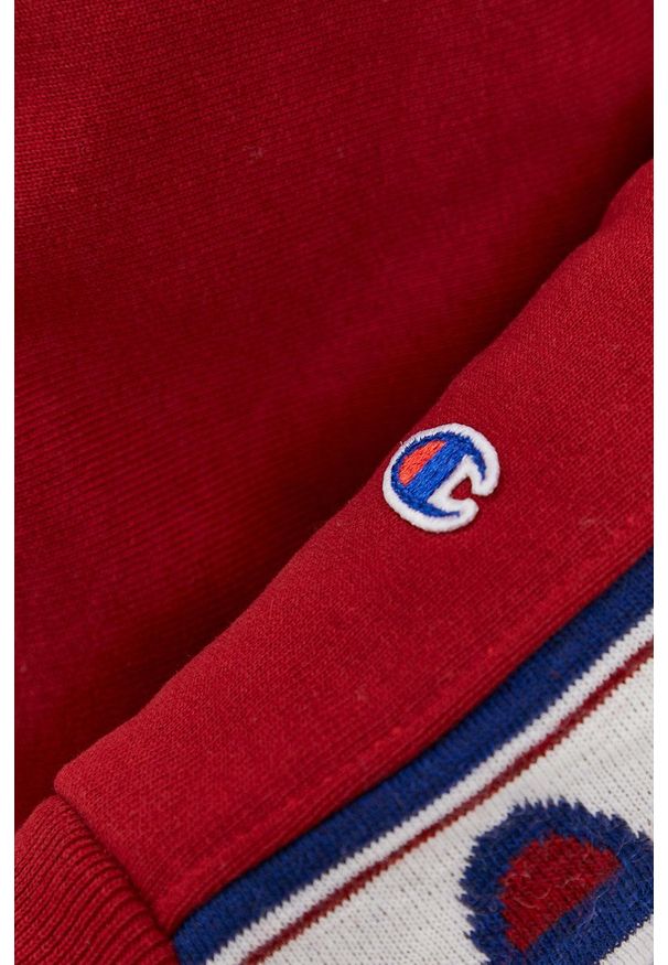 Champion Bluza męska kolor bordowy z aplikacją. Kolor: czerwony. Materiał: dzianina. Długość rękawa: raglanowy rękaw. Wzór: aplikacja