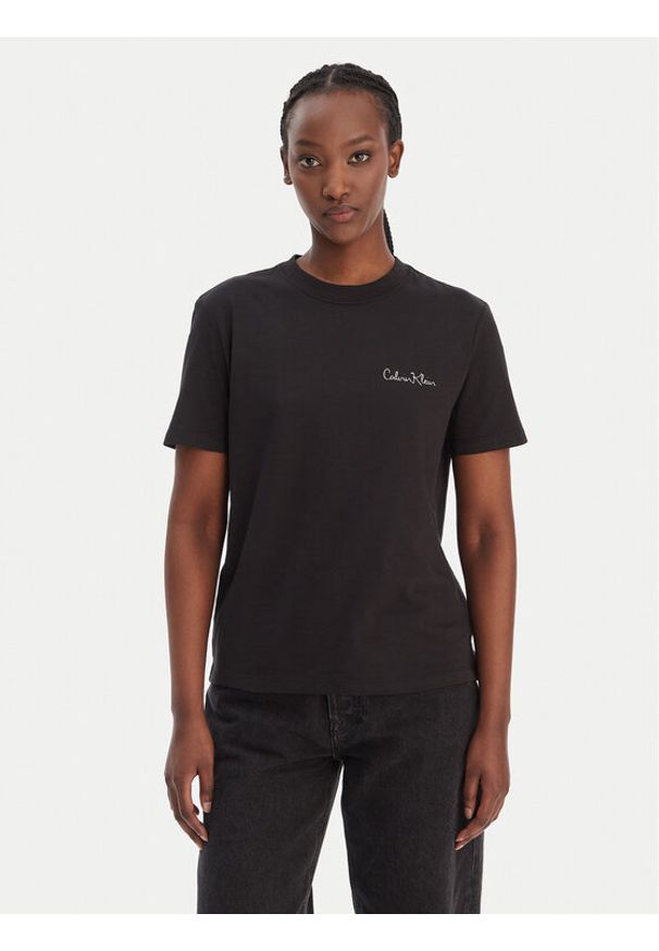 Calvin Klein Jeans T-Shirt LV047E809G Czarny Classic Fit. Kolor: czarny. Materiał: bawełna