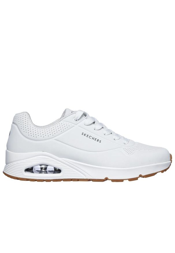 skechers - Buty męskie Skechers Uno Stand on Air 52458WHT - białe. Zapięcie: sznurówki. Kolor: biały. Materiał: skóra, syntetyk, guma. Szerokość cholewki: normalna. Wzór: gładki. Model: Skechers Sport