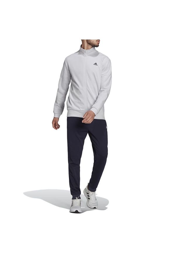 Adidas - Bluza adidas Logo Graphic Track Suit H61134 - szara. Okazja: na co dzień. Kolor: szary. Materiał: poliester, materiał, bawełna. Styl: casual, klasyczny. Sport: fitness