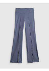 4f - 4F Spodnie do jogi z rozszerzanymi nogawkami damskie - niebieskie XL. Stan: podwyższony. Kolor: niebieski. Materiał: skóra, materiał. Długość: długie. Sport: joga i pilates #1