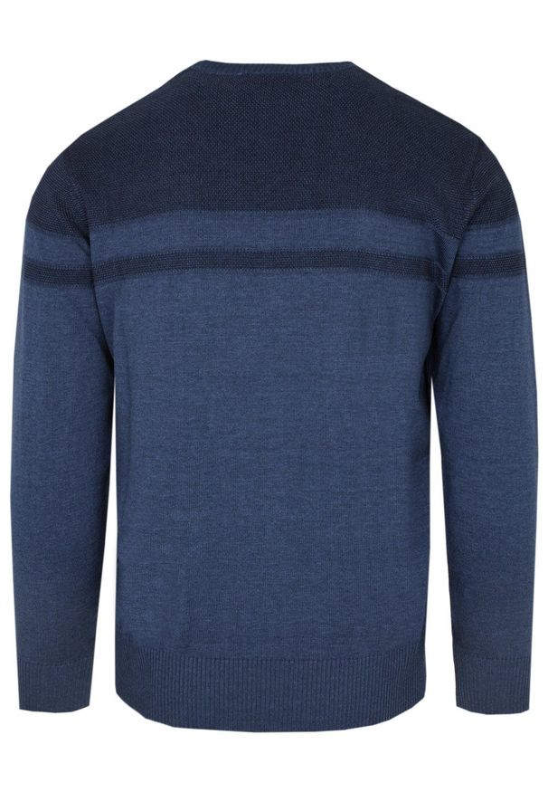 Klasyczny Sweter - Wełna z Akrylem - Pako Jeans - Granatowy. Okazja: na co dzień, na spotkanie biznesowe, do pracy. Kolor: niebieski. Materiał: bawełna, poliester. Styl: klasyczny