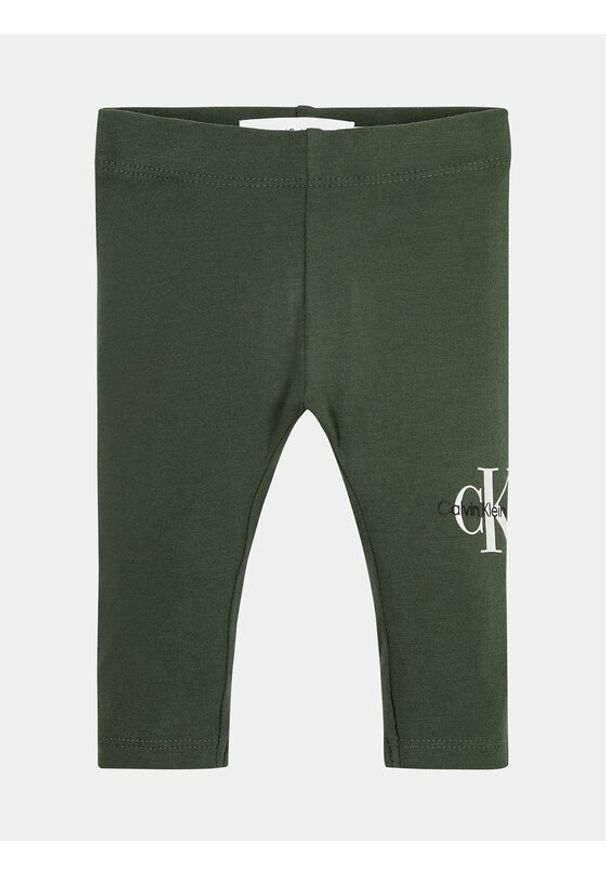 Calvin Klein Jeans Legginsy IN0IN00081 Zielony Slim Fit. Kolor: zielony. Materiał: bawełna