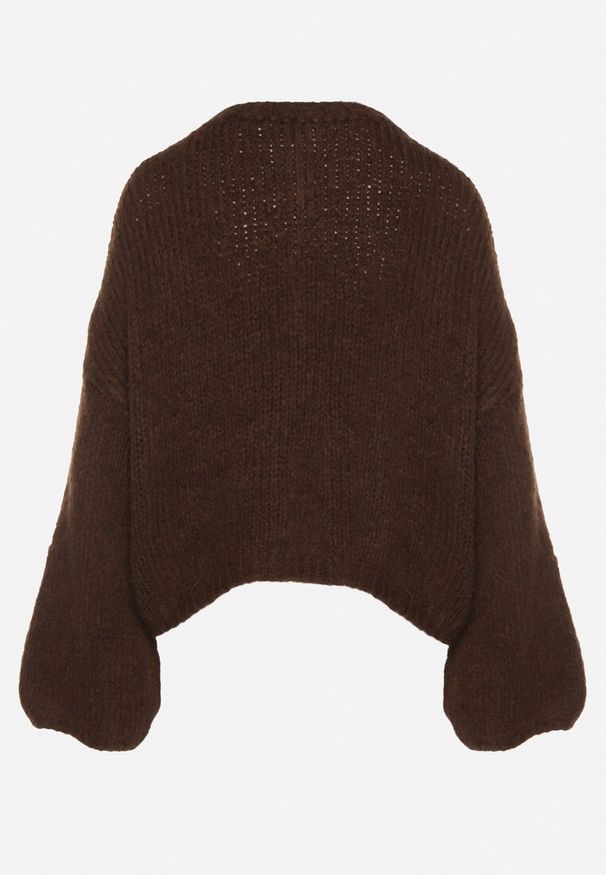 Born2be - Brązowy Kardigan z Dodatkiem Wełny i Wiskozy o Nietoperzowym Kroju Tiaravia. Okazja: na co dzień. Kolor: brązowy. Materiał: wełna, wiskoza. Styl: klasyczny, casual, elegancki