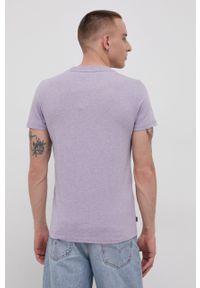 Superdry T-shirt bawełniany kolor różowy melanżowy. Okazja: na co dzień. Kolor: fioletowy. Materiał: bawełna. Wzór: melanż. Styl: casual