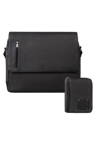 PAOLO PERUZZI - Portfel męski skórzany pionowy AY-06-BL i torba męska na laptopa AY-02-BL zestaw ZUP-140. Materiał: skóra #1