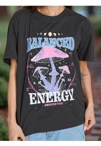 Sinsay - Koszulka oversize z nadrukiem - szary. Kolor: szary. Wzór: nadruk #1