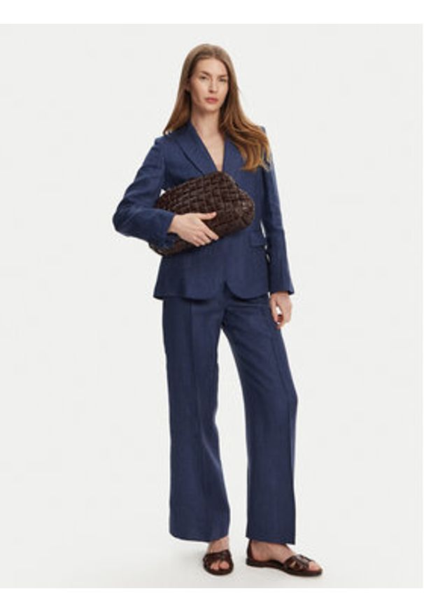 Weekend Max Mara Marynarka Nalut 2515041012 Granatowy Regular Fit. Kolor: niebieski. Materiał: len