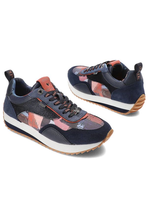 Granatowe Sneakersy Anekke Wygodne Buty Damskie. Kolor: niebieski. Materiał: skóra ekologiczna, materiał. Szerokość cholewki: normalna. Styl: sportowy