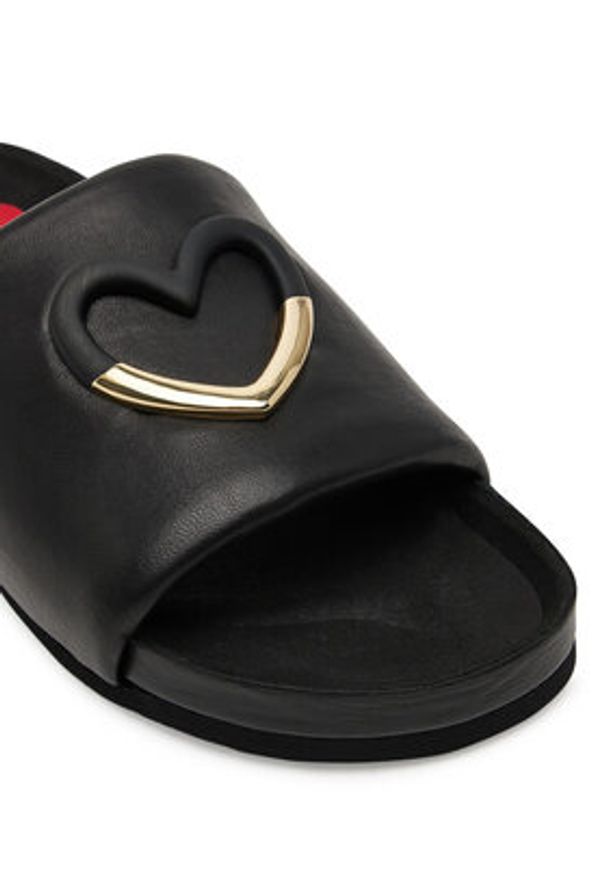 Love Moschino - LOVE MOSCHINO Klapki JA28283G1MIE0000 Czarny. Kolor: czarny. Materiał: skóra