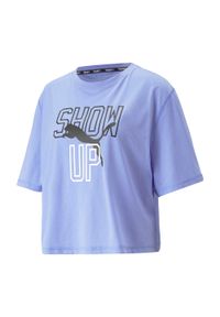Puma - T-shirt treningowy damski PUMA Graphic Boxy Crop Tee Show Up. Kolor: fioletowy #1