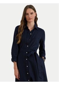 Lauren Ralph Lauren - LAUREN RALPH LAUREN Sukienka koszulowa 200P13686002 Granatowy Regular Fit. Kolor: niebieski. Materiał: len. Typ sukienki: koszulowe #4