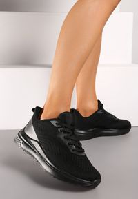 Born2be - Czarne Buty Sportowe Sneakersy ze Sznurowaniami Risamay. Nosek buta: okrągły. Zapięcie: sznurówki. Kolor: czarny. Materiał: materiał. Obcas: na obcasie. Wysokość obcasa: niski #6