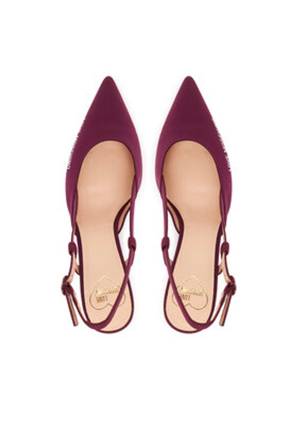 Love Moschino - LOVE MOSCHINO Szpilki JA10267G1NIMX55641 Bordowy. Kolor: czerwony. Materiał: materiał. Obcas: na szpilce